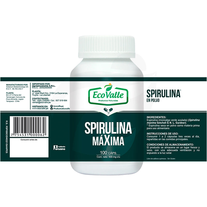 Espirulina Máxima en cápsulas (100 x 500mg)