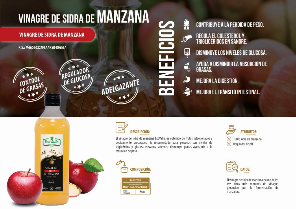 Vinagre de Sidra de Manzana de 760Ml - Conciencia Saludable Perú