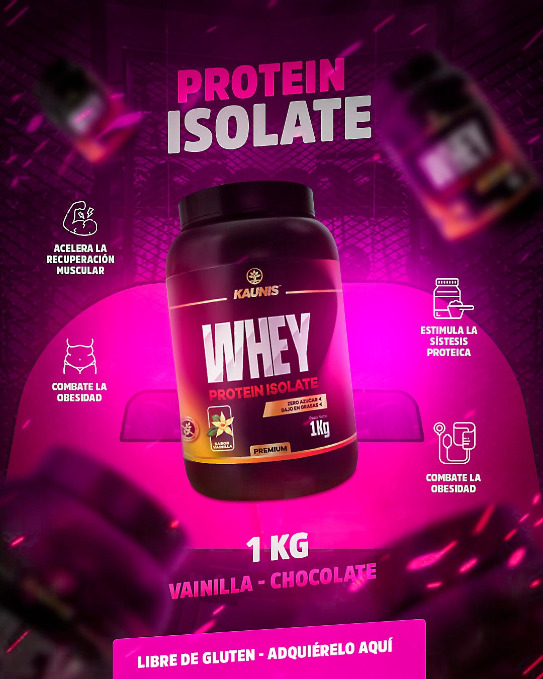Whey Protein Isolate - Sabor Chocolate x 1Kg